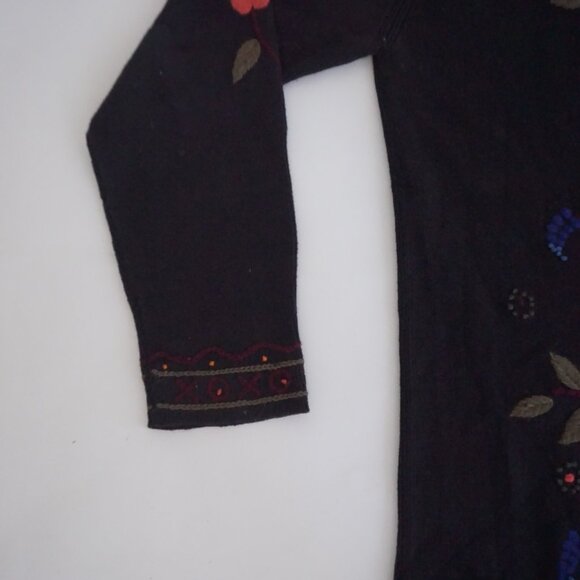 Coldwater Creek Black Cotton Embroidered Floral Jacket Cabincore Boho XL - Picture 8 of 11